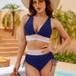 High Waisted Tummy Control Color Block Bikini Sets