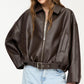 Dames Vintage Losse PU Leren Jas