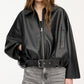 Dames Vintage Losse PU Leren Jas